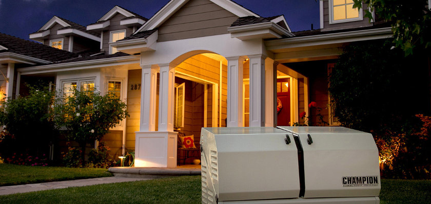 Champion Home Standby Generator Outside a Beautiful Home