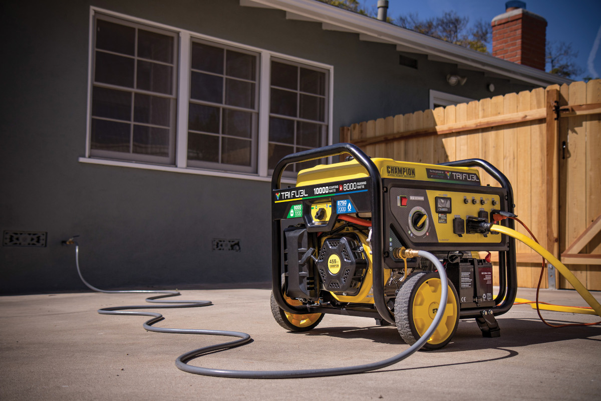 Portable Generator for Home Use connected to Natural Gas and Manual Transfer Switch