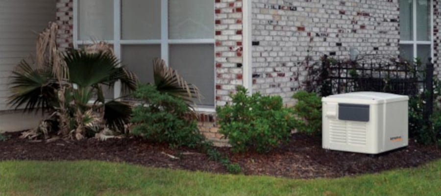 Generac 7.5kW PowerPact Generator in a Home's Backyard