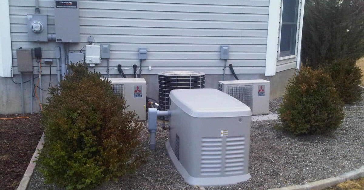 A Standby Generator Installed Near a Home's Utilities—Natural Gas and Electric.